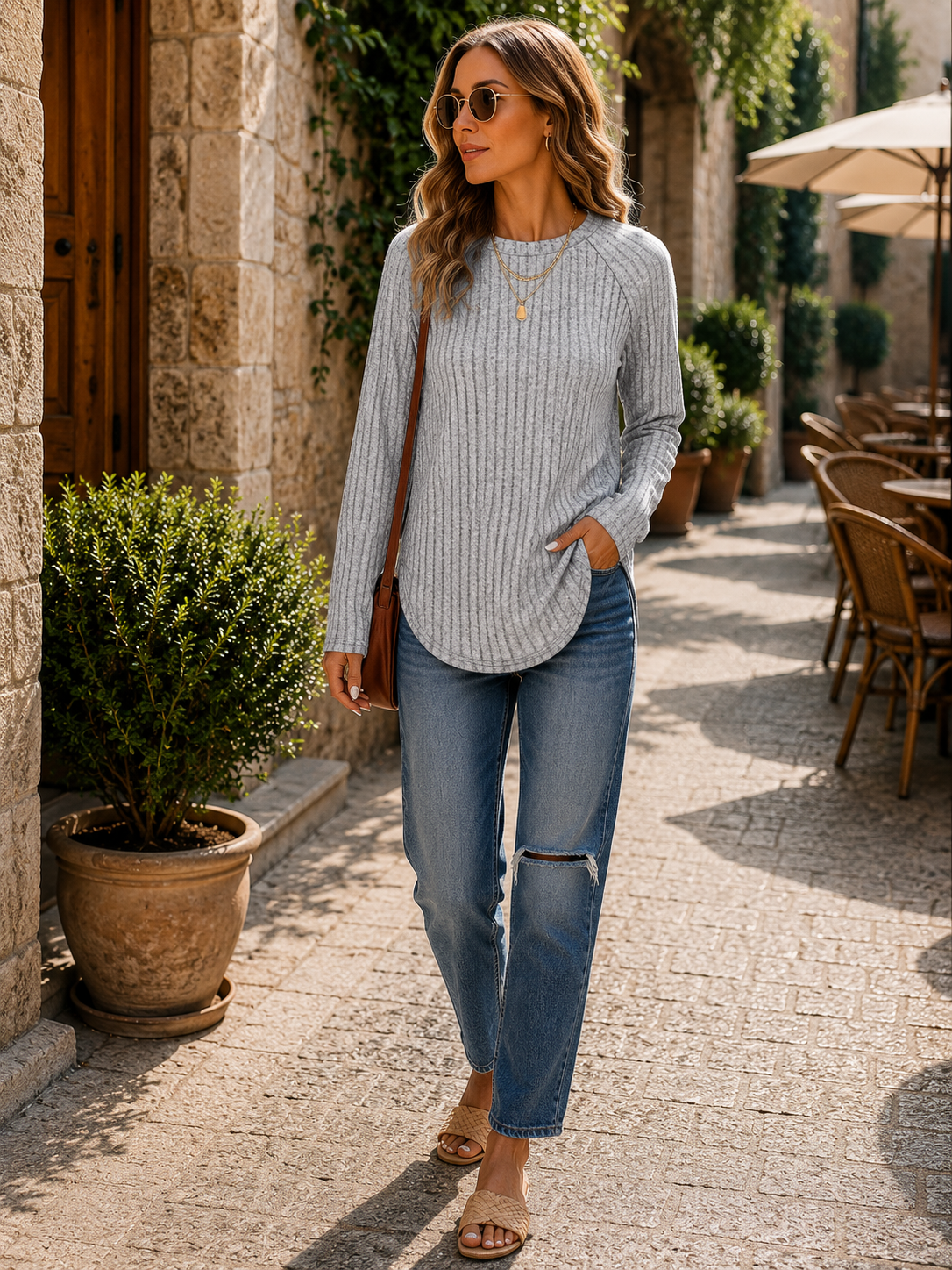 Alice Women's Tunic Top – High-Low Hem, Side Slits & Relaxed Fit