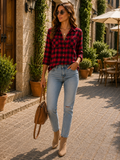 Brooke Women's Plaid Shirt – Oversized Fit, Wooden Buttons & Chest Pockets