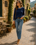 Abigail Women's Colour Block Sweater – Crew Neck, Long Sleeves & Relaxed Fit