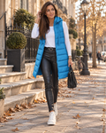 Alexandra Women's Long Puffer Vest – Hooded, Sleeveless, Side Slits & Pockets