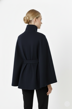 Melina Women's Wool Coat – Chic Stand Collar with Detachable Belt & Easy-Going Fit