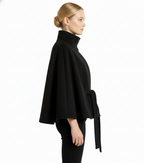 Melina Women's Wool Coat – Chic Stand Collar with Detachable Belt & Easy-Going Fit