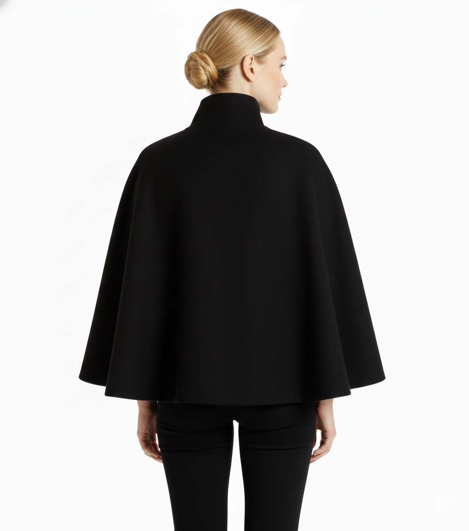 Melina Women's Wool Coat – Chic Stand Collar with Detachable Belt & Easy-Going Fit