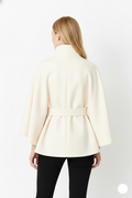 Melina Women's Wool Coat – Chic Stand Collar with Detachable Belt & Easy-Going Fit