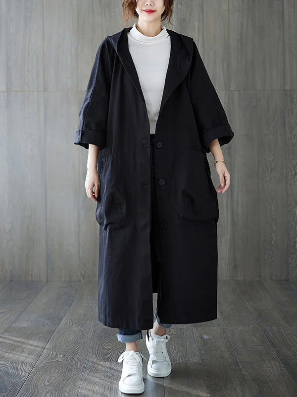 Adeline Women's Trench Coat – Long Hooded Coat with an Elegant Fit for Rainy Days