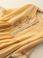 Nadia Women's Dress – Embroidered Cotton-Linen Dress with Ethnic-Inspired Design and Relaxed Fit