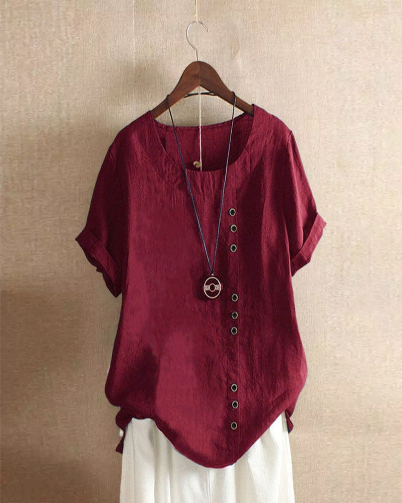 Noelle Women's Blouse – Lightweight Linen Blouse with Button Front & Effortless Natural Look