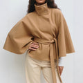 Isabelle Women's Cape Coat – High Collar & Adjustable Belt for Elegant Winter Warmth