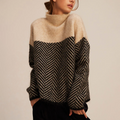 Wren Women's Turtleneck Sweater – Warm Cashmere Knit with a Relaxed Fit and On-Trend Chevron Pattern