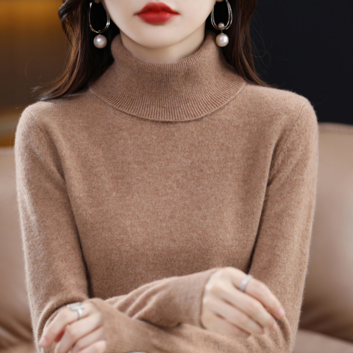 Corinne Cashmere Turtleneck Sweater for Women – Premium Soft Knit for Warmth and Light Comfort