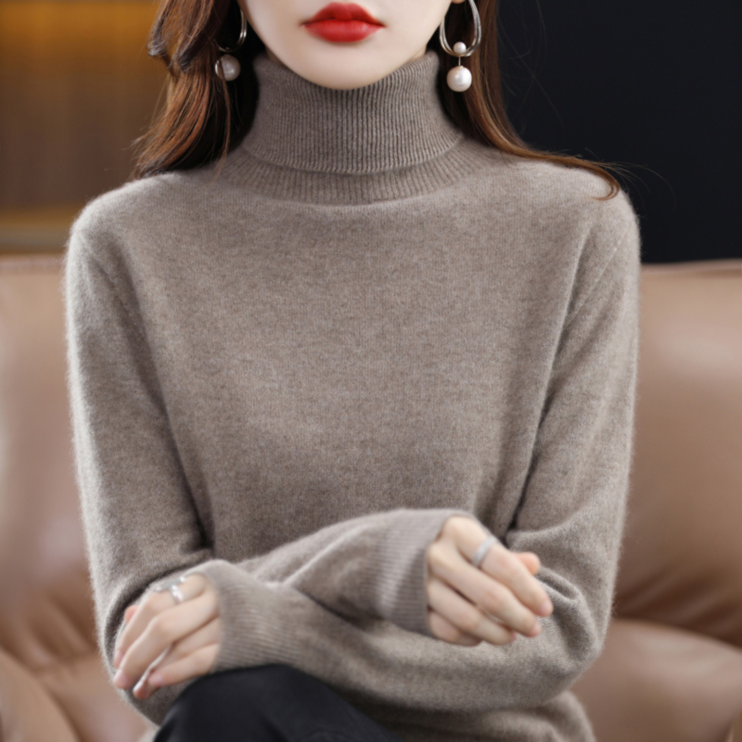Corinne Cashmere Turtleneck Sweater for Women – Premium Soft Knit for Warmth and Light Comfort