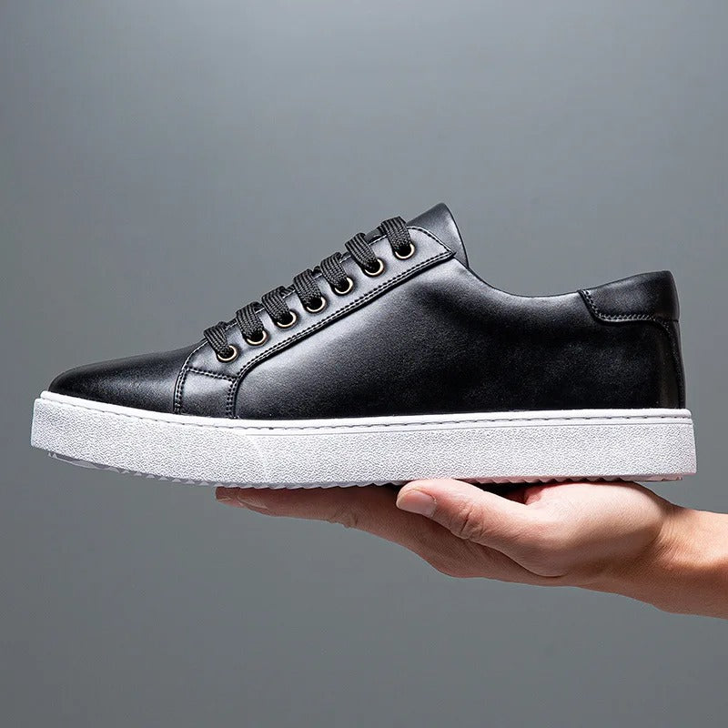 Marco Men's Leather Sneakers – Sleek Genuine Leather Sneakers with a Cushioned Sole and Timeless Design