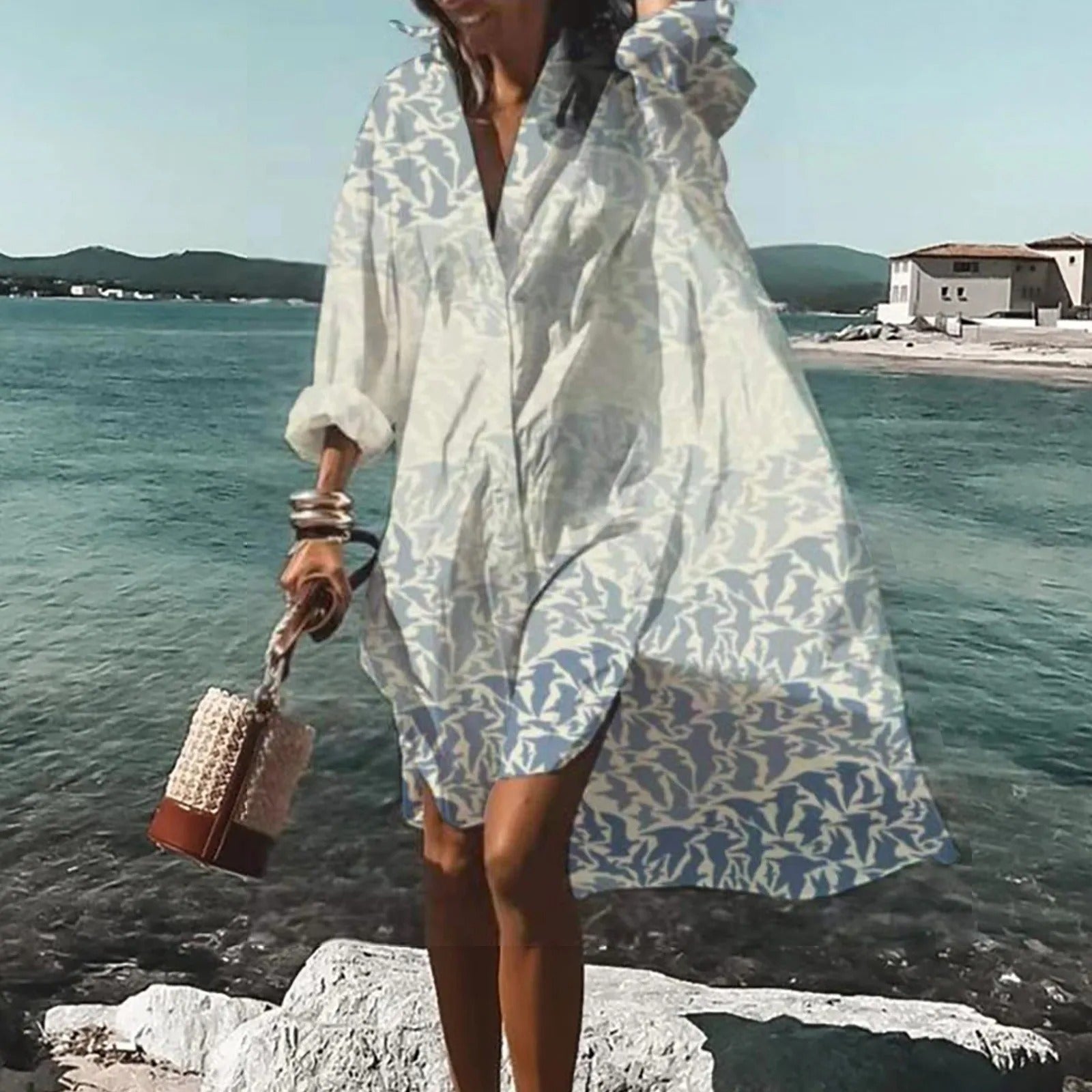 Simone Women's Shirt Dress – Relaxed Lightweight Linen Dress with Straight Cut & Summer Style – Casual Linen Shirt Dress