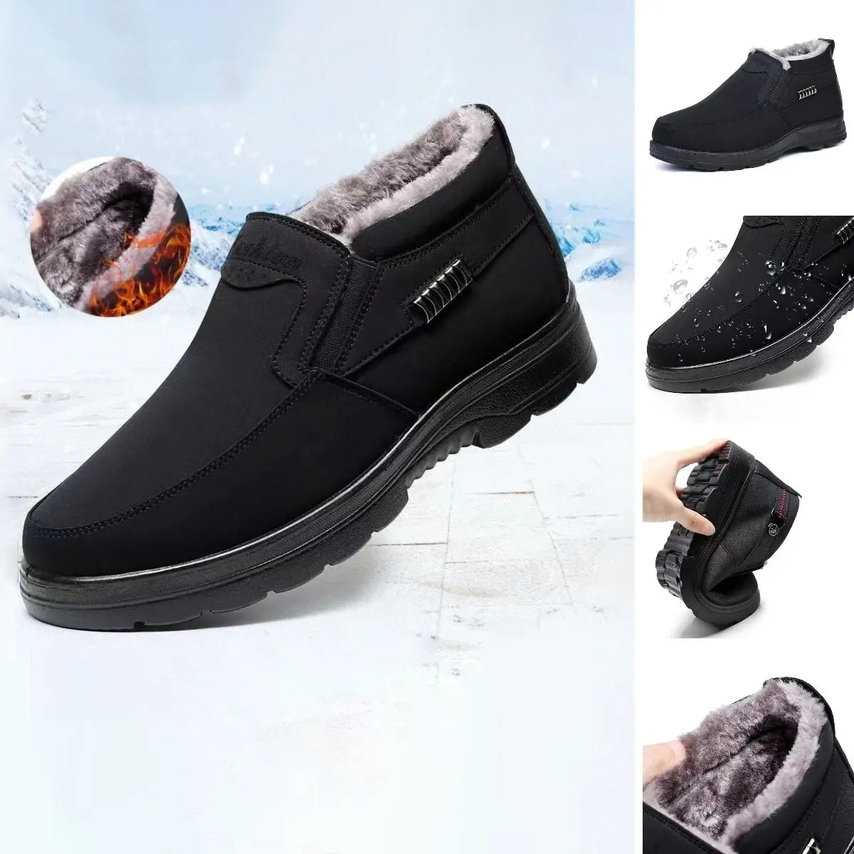 Mason Men's Winter Shoes – Warm Slip-On Thermal Shoes with Plush Lining