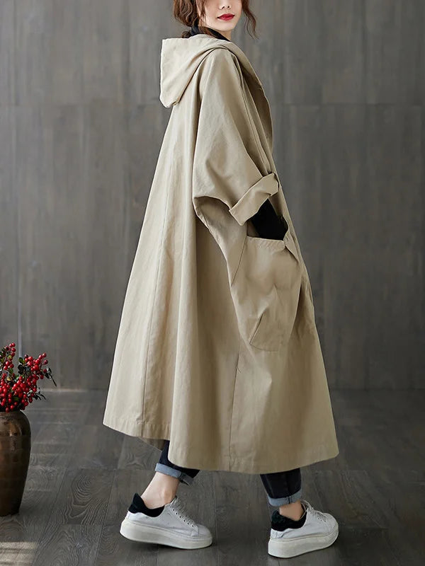 Adeline Women's Trench Coat – Long Hooded Coat with an Elegant Fit for Rainy Days