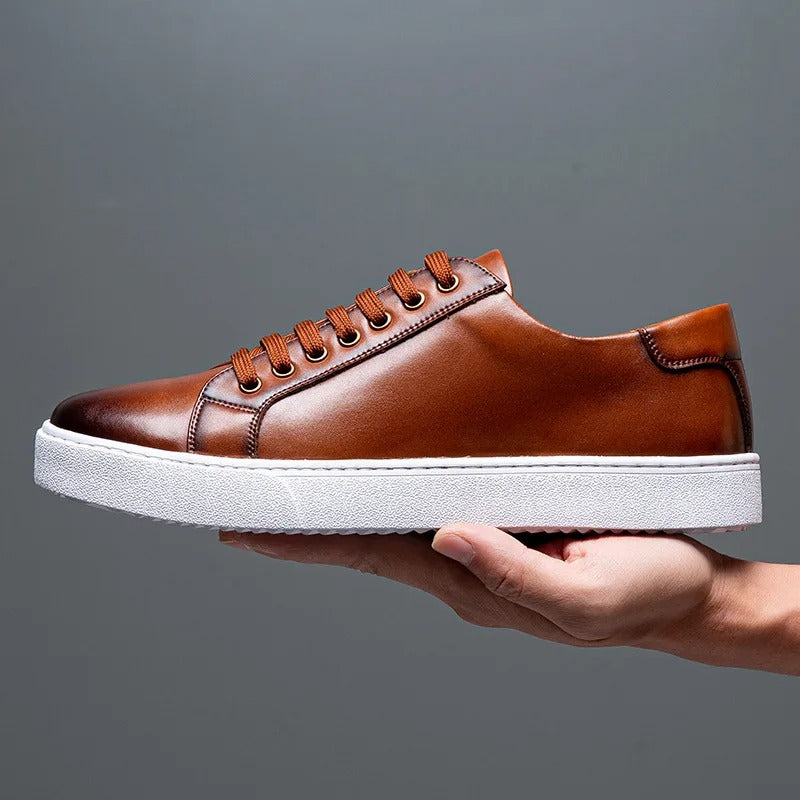 Marco Men's Leather Sneakers – Sleek Genuine Leather Sneakers with a Cushioned Sole and Timeless Design