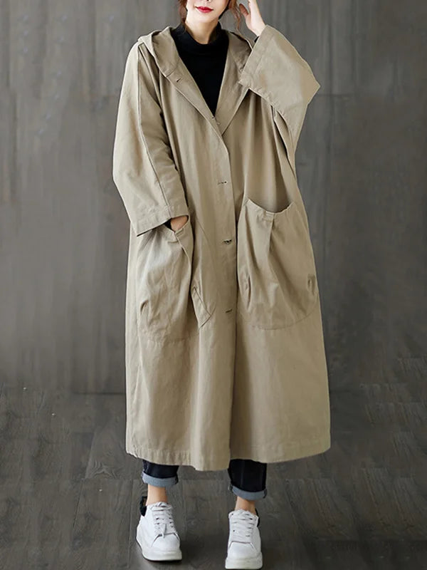 Adeline Women's Trench Coat – Long Hooded Coat with an Elegant Fit for Rainy Days