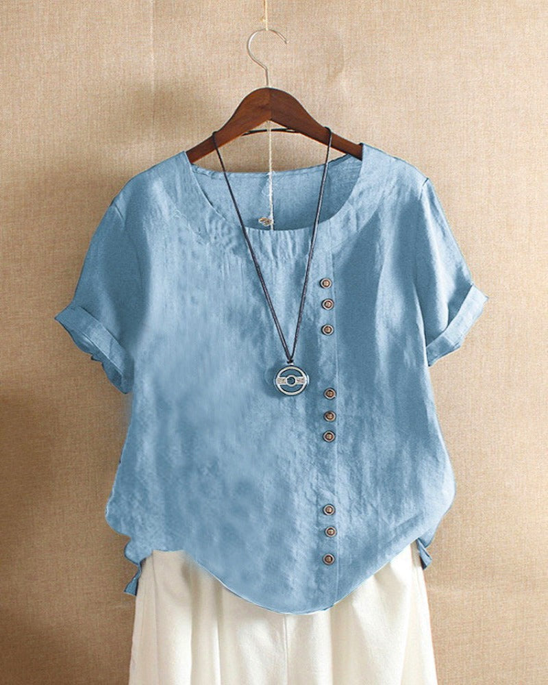 Noelle Women's Blouse – Lightweight Linen Blouse with Button Front & Effortless Natural Look