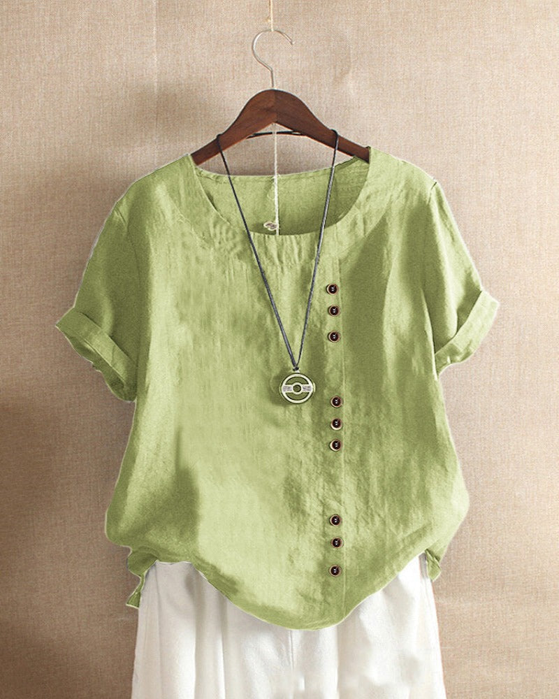 Noelle Women's Blouse – Lightweight Linen Blouse with Button Front & Effortless Natural Look