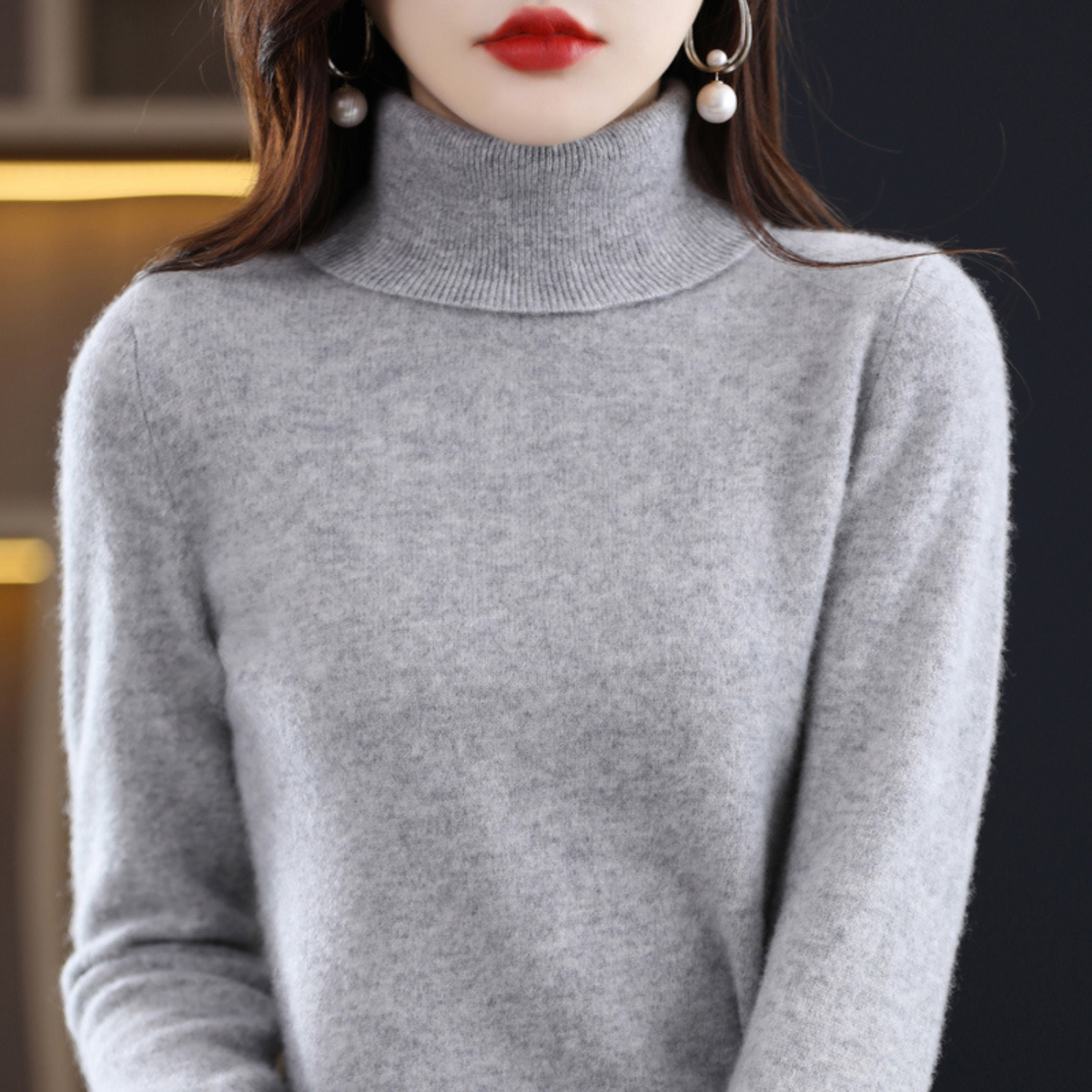 Corinne Cashmere Turtleneck Sweater for Women – Premium Soft Knit for Warmth and Light Comfort