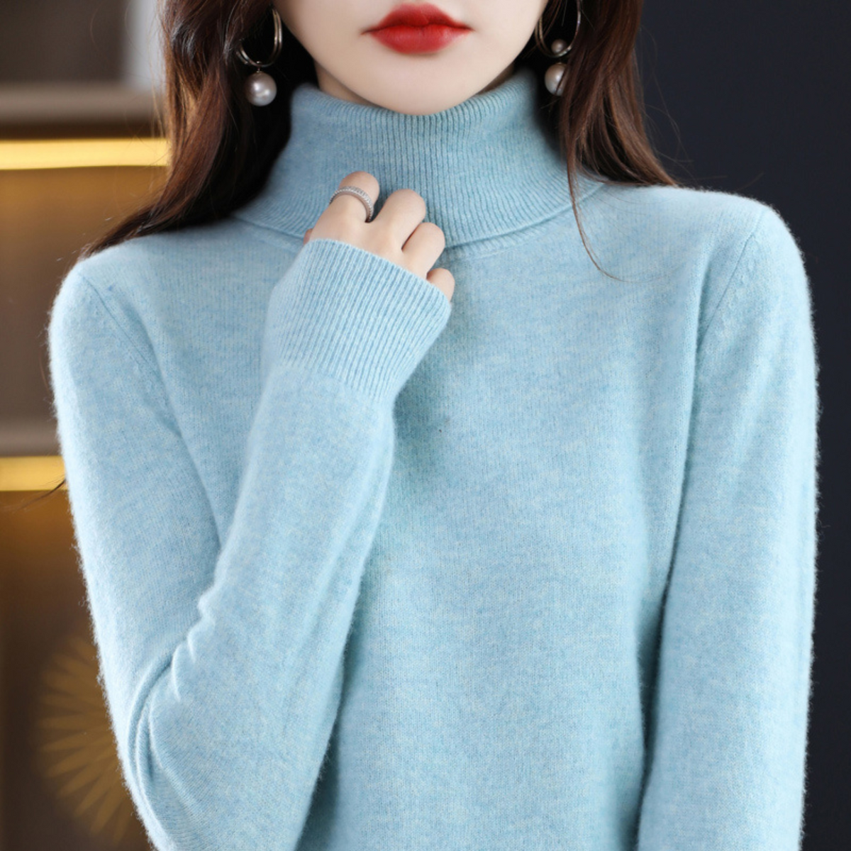 Corinne Cashmere Turtleneck Sweater for Women – Premium Soft Knit for Warmth and Light Comfort