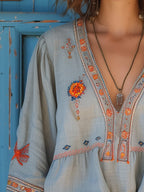 Marisol's Bohemian Women's Blouse – Genuine Embroidery & Breezy Summer Fit