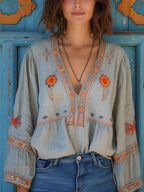 Marisol's Bohemian Women's Blouse – Genuine Embroidery & Breezy Summer Fit