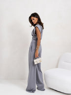 Selene Women's Two-Piece Set – Draped Top and Wide-Leg Trousers with an Elegant Cut