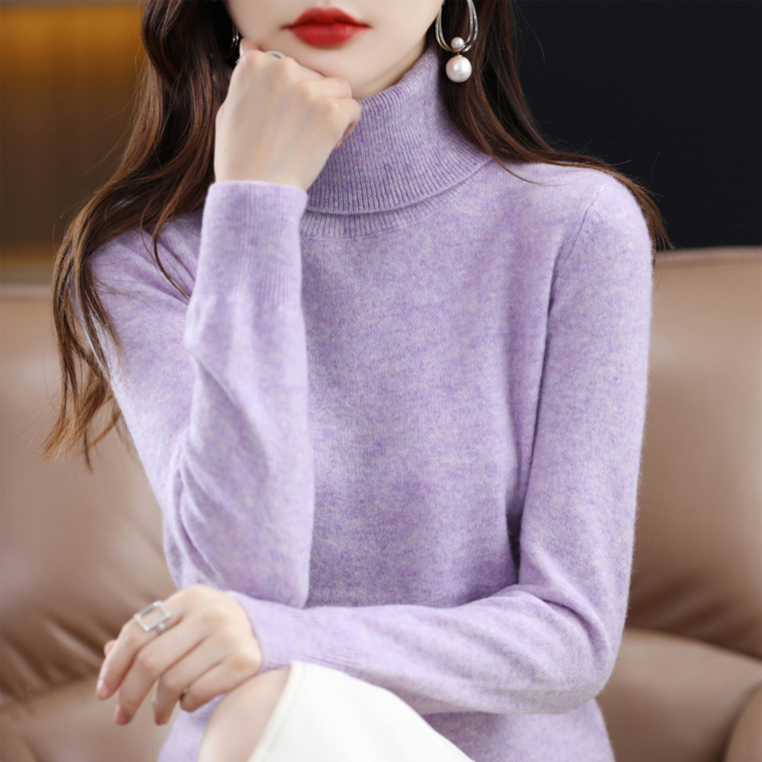 Corinne Cashmere Turtleneck Sweater for Women – Premium Soft Knit for Warmth and Light Comfort