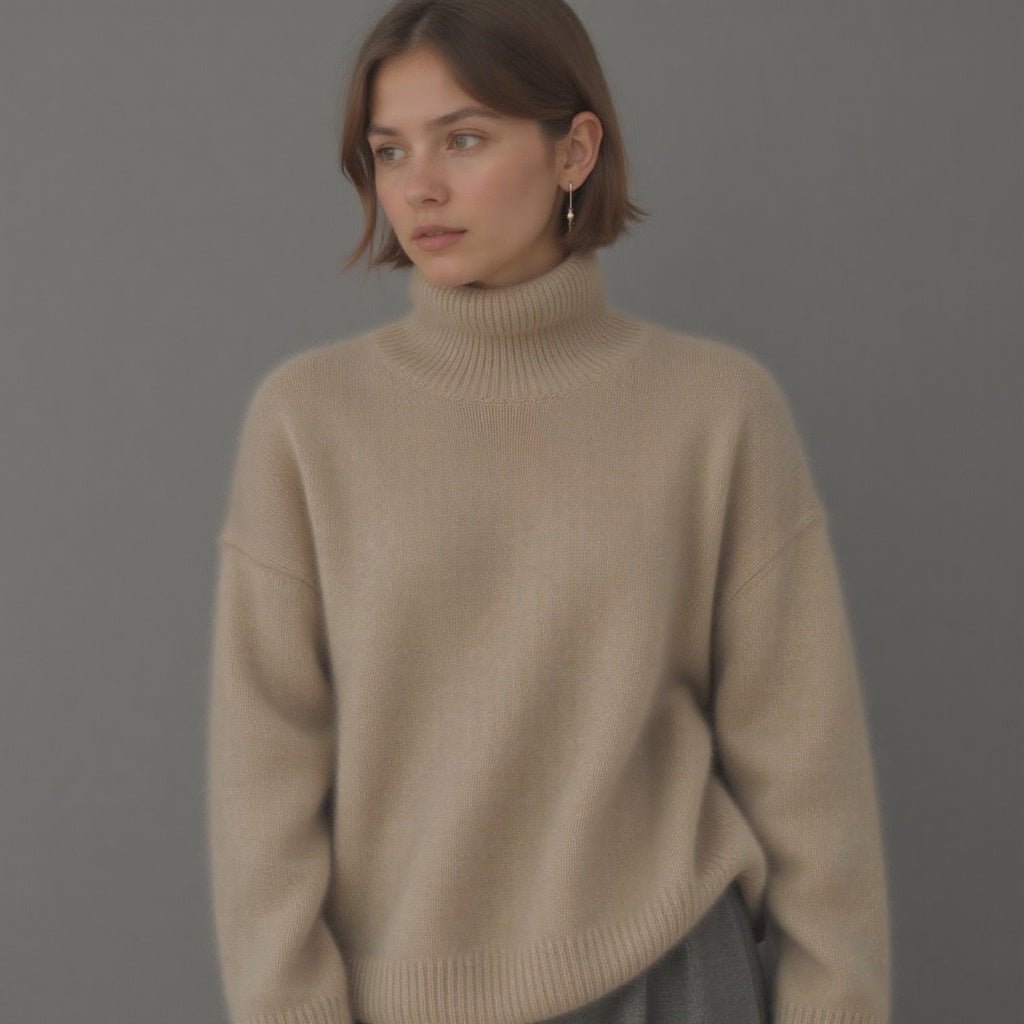 Margot Women's Oversized Cashmere Turtleneck Sweater – Soft, Warm & Elegant