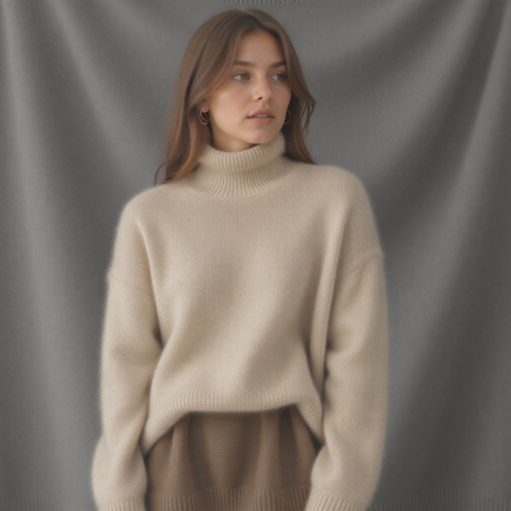 Margot Women's Oversized Cashmere Turtleneck Sweater – Soft, Warm & Elegant