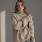 Margot Women's Oversized Cashmere Turtleneck Sweater – Soft, Warm & Elegant