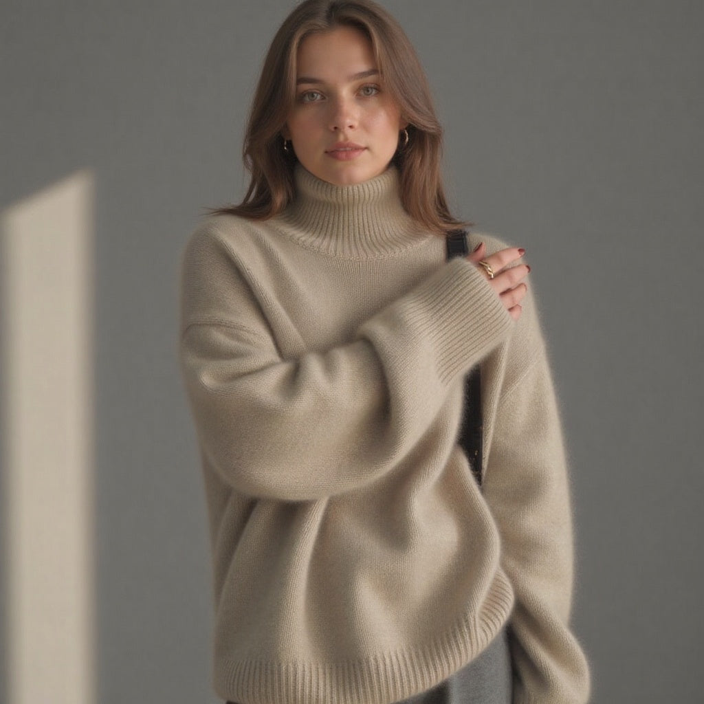 Margot Women's Oversized Cashmere Turtleneck Sweater – Soft, Warm & Elegant
