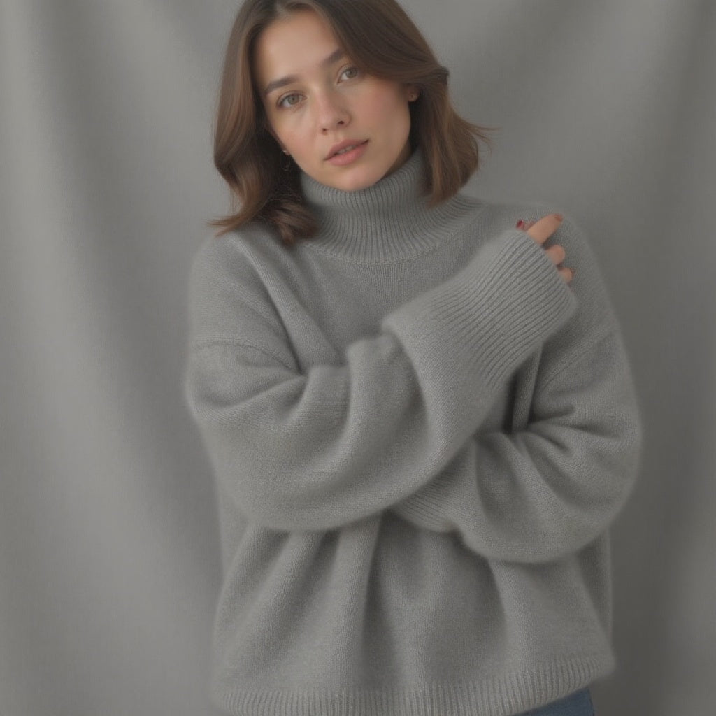 Margot Women's Oversized Cashmere Turtleneck Sweater – Soft, Warm & Elegant