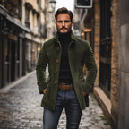 Jasper Men's Corduroy Coat – Slim Fit with Stand Collar & Elegant Side Pockets