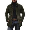 Jasper Men's Corduroy Coat – Slim Fit with Stand Collar & Elegant Side Pockets