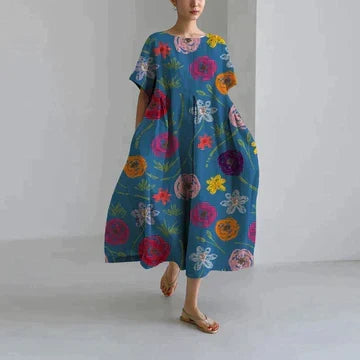 Naomi Women's Dress – Elegant Floral Print, Breathable Comfort & Relaxed Fit