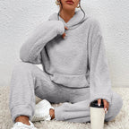 Juniper Women's Set – Soft Fleece Pajamas with Hood & Relaxed Pants for Winter