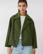 Simone Women's Jacket – Short Wrap-Style Wool Coat, Elegant & Warm for Winter