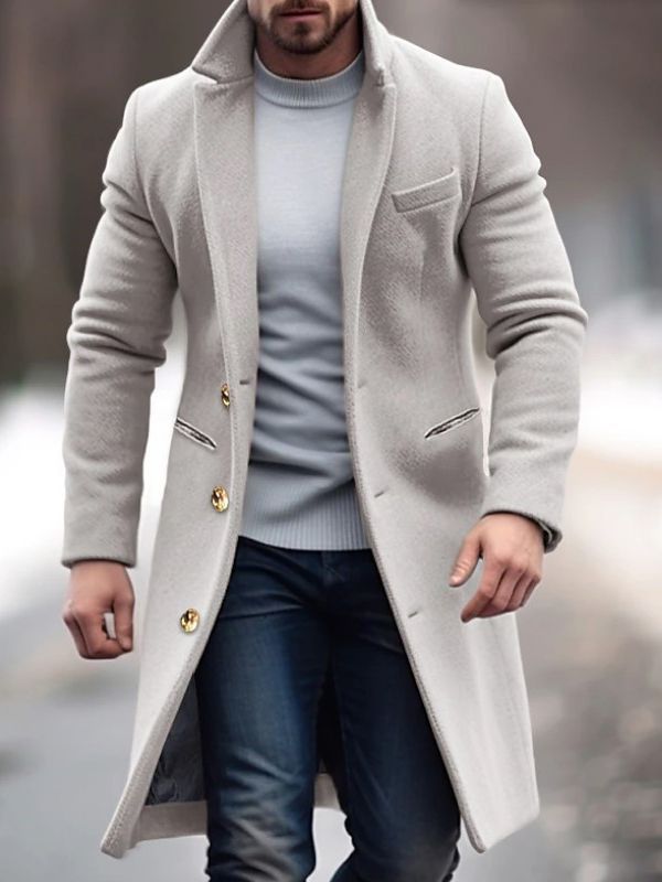 Walter Men's Winter Coat – Long-Line Silhouette, Handy Pockets, Button Front & Tailored Fit