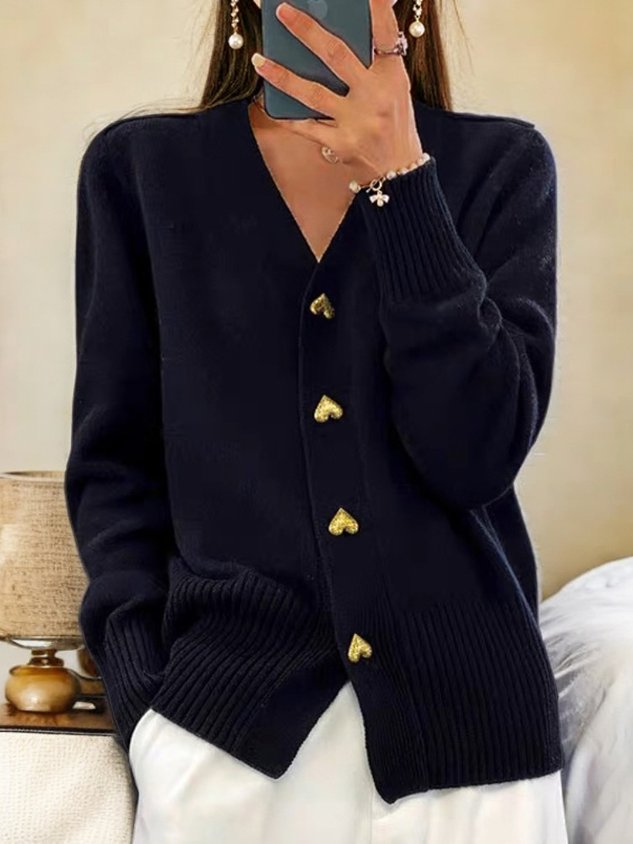 Rosalind Women's Cardigan – Warm Elegant Cardigan with Heart-Shaped Buttons