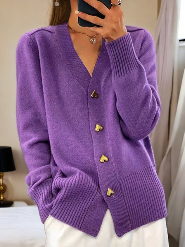 Rosalind Women's Cardigan – Warm Elegant Cardigan with Heart-Shaped Buttons