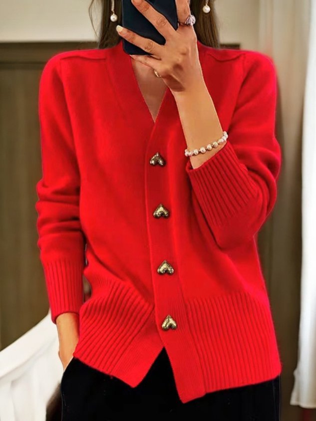 Rosalind Women's Cardigan – Warm Elegant Cardigan with Heart-Shaped Buttons
