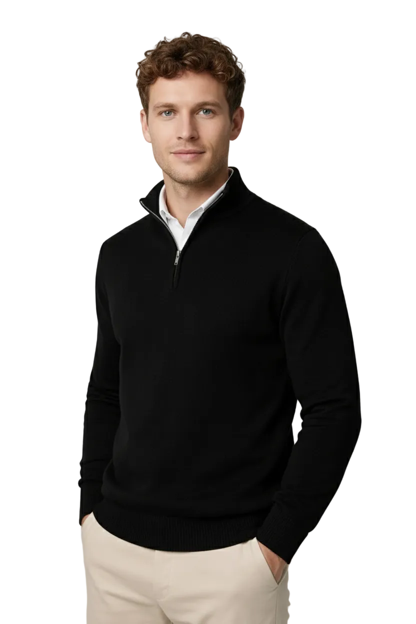 Marcus Men's Half-Zip Sweater – Stand Collar, Soft Knit & Smart-Casual Style