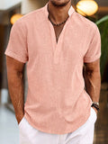 Theodore Men's Linen Shirt – Breathable Summer Shirt with Henley Collar & Short Sleeves