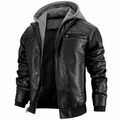 Dorian Men's Leather Jacket – Retro Biker Style with Hood & Zip Closure